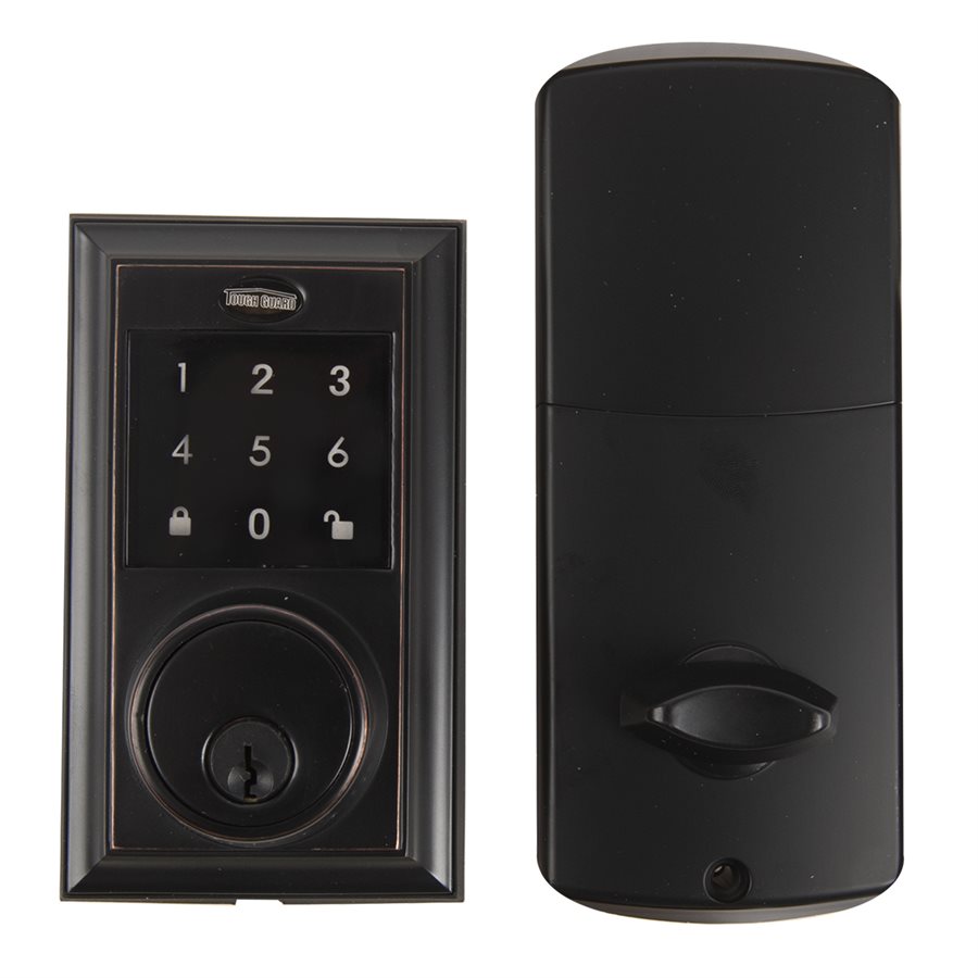 Square Electronic Deadbolt Black Oil Rubbed Brass