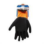 1dz. Des Gants En Polyester Tricoté Oranges Avec Paume En Mousse Latex Noir (TG)