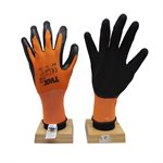 1dz. Des Gants En Polyester Tricoté Oranges Avec Paume En Mousse Latex Noir (TG)