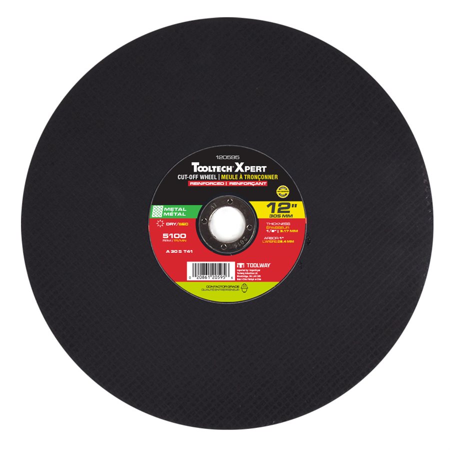 Cut-Off Wheel Reinforced Abrasive 12in x 1 / 8in x 1in Metal