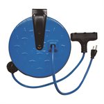 Extension Cord Indoor In Ret. Metal Reel SJTW 16 / 3 GFI Blue 30ft