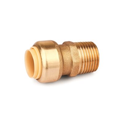 Push-Fit Pex Brass Coupling MNPT 1 / 2 x 1 / 2in Lead-Free