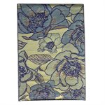 Tapis De Patio Extérieur Kassia Floral 6 x 9 pi Bleu / Ivoire / Noir / Vert