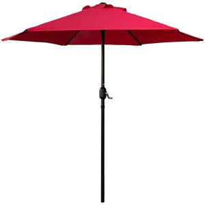 Parasol De Patio Market 7.5pi Avec Manivelle En Polyester Rouge