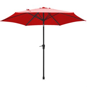 Parasol De Patio Market 9pi Avec Bouton Poussoir Et Manivelle En Polyester Rouge