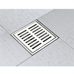 Square Shower Drain Slot Grid 4" x 4" x 2 3 / 4" Brushed Stainless Steel