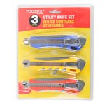 3PC Utility Knife 18mm Snap-Off Blade Set