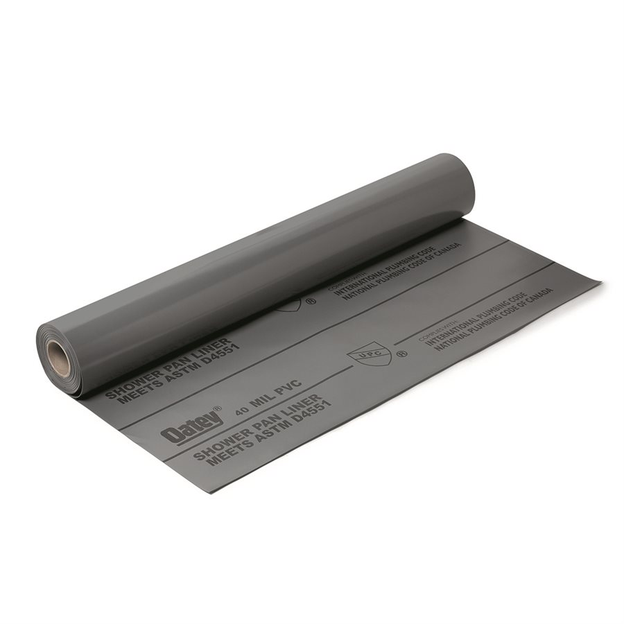 PVC Shower Pan Liner 5ft x 40ft 40ml Grey