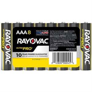 8PK Rayovac Ultra Pro Alkaline AAA Batteries