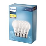 4PQ Ampoules DEL Givrées A19 60W E26 Blanc Doux Non-Gradable