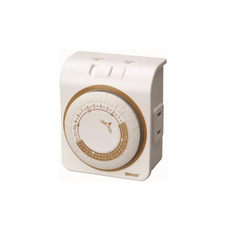 Indoor 24 Hour Mechanical Timer With Outlet   83050000 1 Z 