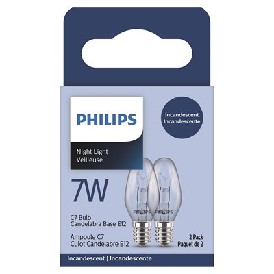 2PK Bulb C7 Incandescent Night Light E12 Base 7W