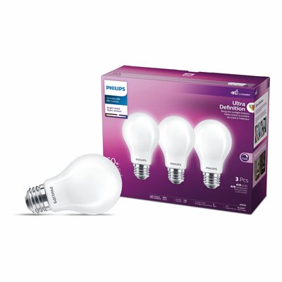 3PK Bulbs A19 Ultra Def. Frosted LED E26 8W=60W Bright White