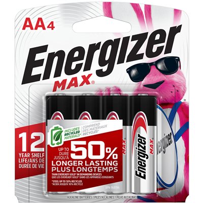 4PK Energizer MAX AA Batteries; Double A Alkaline Batteries