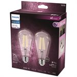 2PK Vintage Clear LED Bulbs ST19 75W E26 Bright White Dimmable