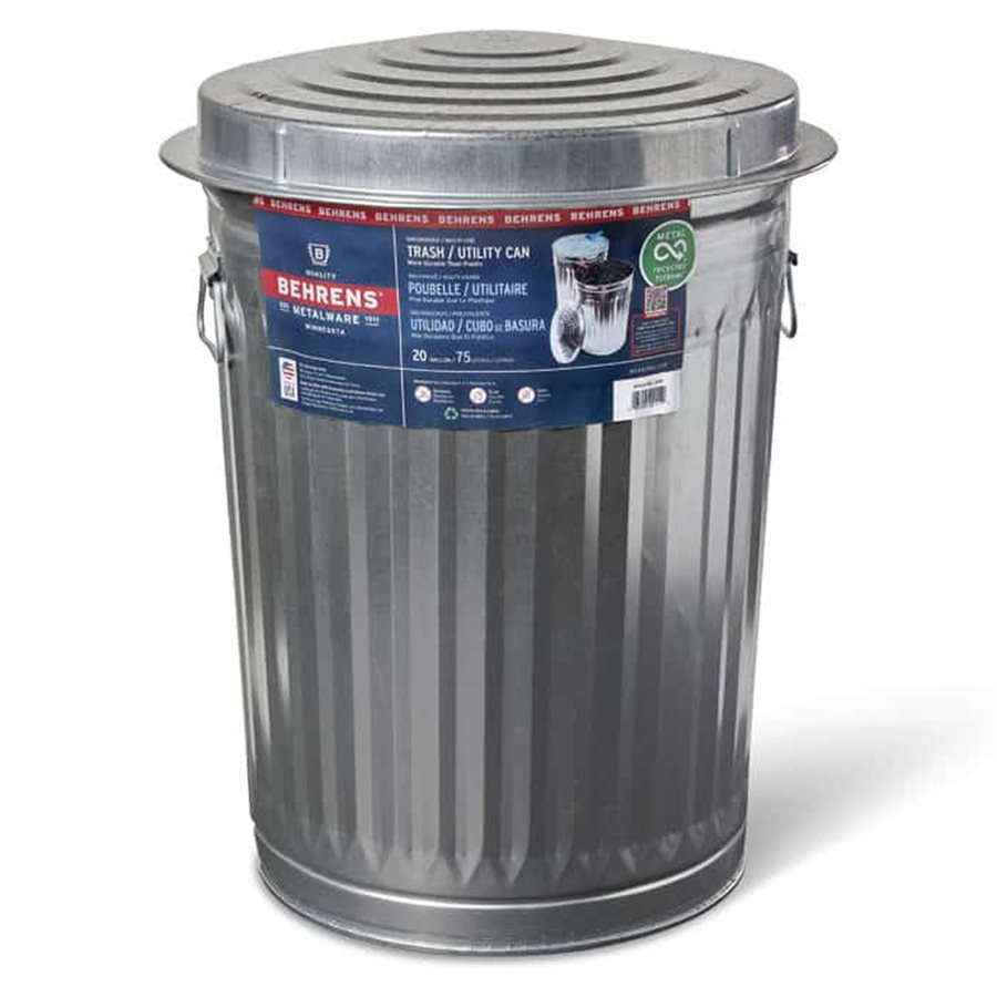 Garbage Can With Lid Galvanized Steel 75l 20gal 