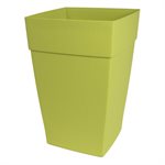 Harmony Self-Watering Planter Plastic Tall Square 12x12x18in Bamboo Green