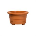 Futura Plastic Patio Planter with Drain Plug Round 15x9in Terracotta