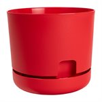 Oasis Self-Watering Planter with Saucer 8in Plastic Red