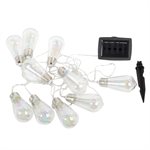 Solar LED Plastic Straight Sided Bulb String Light Set 10 Cool White Bulb 12.5ft