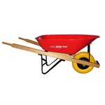 Contractor Wheelbarrow 6 cu.ft Steel Tray Flat Free Tire Wood Handle