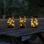 12PK Hanging Glass Succulent Mason Jar Battery Operated Astd