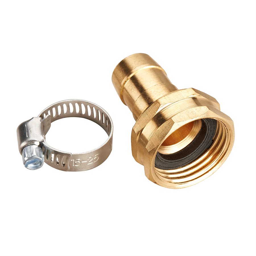 Brass Hose Repair Coupling Female 5 / 8in W / Clamp